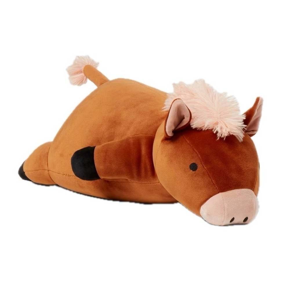 Pillowfortโ Horse Weighted Plush Throw Soft Stuffed Animal for Kids Pillow Brown